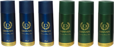 

Denver 3 PRIDE &3CHAMILTON (PACK OF 6) Deodorant Spray - For Men & Women(165 ml, Pack of 6)