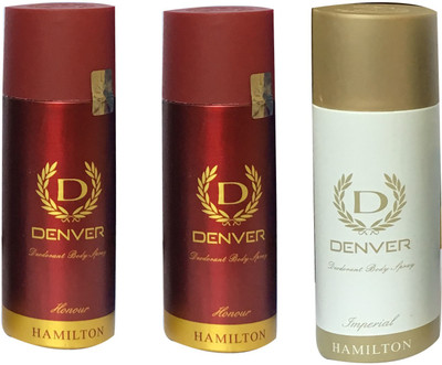 

Denver 2 HONOUR & 1 IMPEIAL (PACK OF 3 ) Deodorant Spray - For Men & Women(165 ml, Pack of 3)
