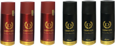 

Denver 3HONOUR & 3 CALIBER (PACK OF 6) Deodorant Spray - For Men & Women(165 ml, Pack of 6)