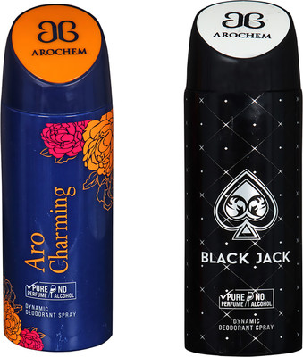 

AROCHEM ARO CHARMING AND BLACK JACK DYNAMIC PURE Deodorant Spray - For Men & Women(200 ml, Pack of 2)