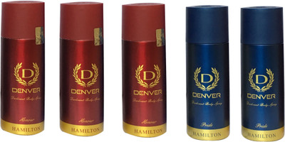 

Denver 3 HONOUR & 2 PRIDE (PACK OF 5) Deodorant Spray - For Men & Women(165 ml, Pack of 5)