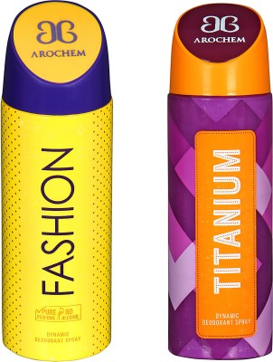 

AROCHEM FASHION AND TITANIUM DYNAMIC PURE Deodorant Spray - For Men & Women(200 ml, Pack of 2)