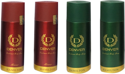 

Denver 2 HONOUR & 2 HAMILTON (PACK OF 4) Deodorant Spray - For Men & Women(165 ml, Pack of 4)