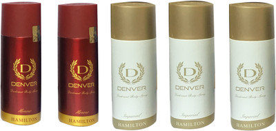 

Denver 2 HONOUR & 3 IMPEIAL (PACK OF 5 ) Deodorant Spray - For Men & Women(165 ml, Pack of 5)