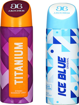 

AROCHEM TITANIUM AND ICE BLUE DYNAMIC PURE Deodorant Spray - For Men & Women(200 ml, Pack of 2)