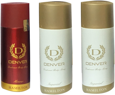 

Denver 1 HONOUR & 3 IMPEIAL (PACK OF 3 ) Deodorant Spray - For Men & Women(165 ml, Pack of 3)