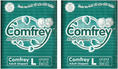 

Comfrey Adult Diapers Unisex (LARGE) 10 Pcs/Pack, Size - 40 inches - 55 inches (Pack of 2) Adult Diapers - L(20 Pieces)