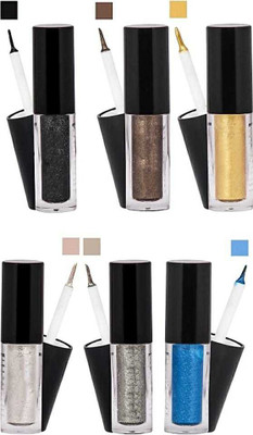 

BBMENOW Glitter Smudge Proof Glitter Eyeliner 15 g (Multi Shade) pack of 6 15 g(MULTICOLOUR)