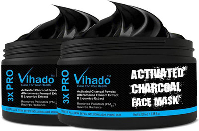 

VIHADO Activated Black Head Remover and Deep Skin Cleansing Charcoal Purifying Black Peel Off Face Mask - 100 ml (Pack of 2)(100 ml)