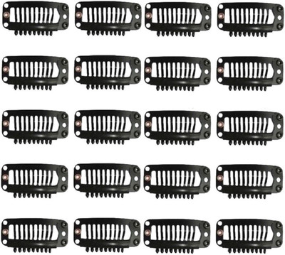 

Futurekart 20Pcs Hair Extension Snap Clips Wig Grips Medium Remy Clip In 32mm Black Tic Tac Clip(Black)