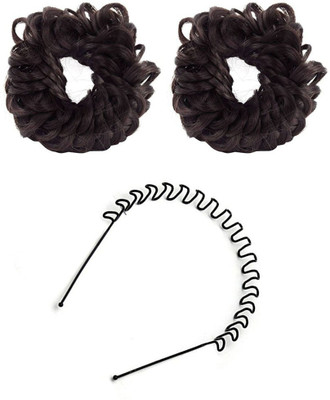 

GaDinStylo Fancy Rubber Juda (Brown) and 1 Zigzag Hair Band Hair Accessories Hair Accessory Set(Brown)
