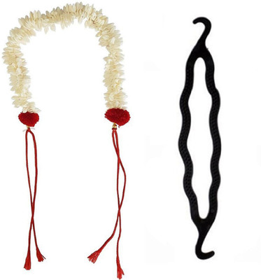 

S R Enterprises hair fancy gajra [veni] and plastic twists [pack of 2 pcs ] Hair Accessory Set(Black, White)