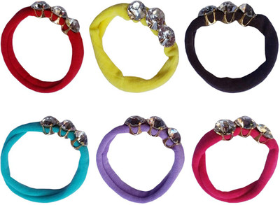 

Pijn Crystal rhinestone elastic for girls pack of 6 Rubber Band(Multicolor)