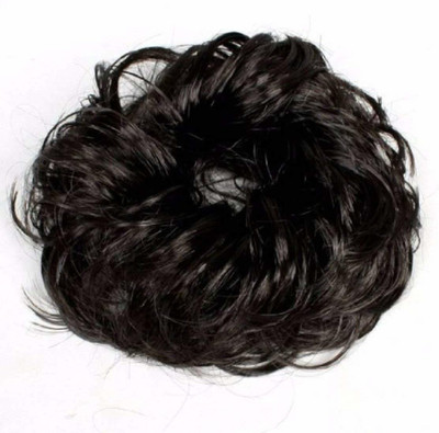 

S R Enterprises Women hair curly juda natural black ,Curly Synthetic Artificial Hair Bride Bun Juda rubber free size [pack of 1 pcs] Rubber Band(Black)