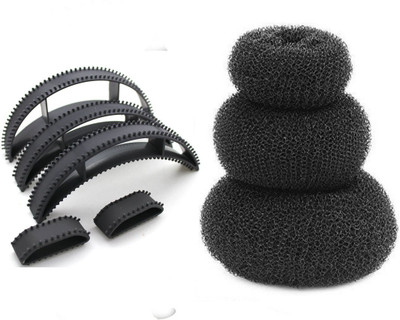 

GadinFashion Set of 5 Bumpit with 3 Size Donut for hair styling Accessories for Women/ Girls Hair Accessory Set(Black)