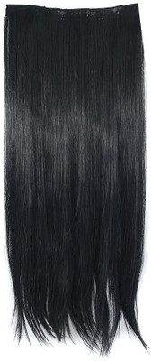 

A To Z Traders 5 Clips Extensions for Women and Girls, High Temperature Synthetic Fiber 27Inches Natural Black Hair Extension