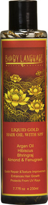 

Body Language LIQUID GOLD HAIR OIL WITH SPF - Argan Oil, Hibiscus, Bhringraj, Almond & Fenugreek Hair Oil(230 ml)