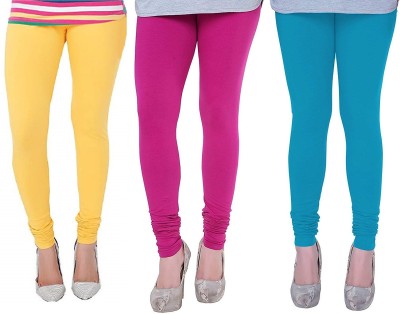 IXORA Churidar  Ethnic Wear Legging(Purple, Light Blue, Yellow, Solid)