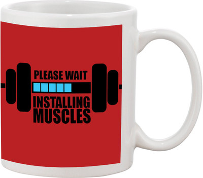 

Thirsty Guys Please Wait Installing Muscles Ceramic Mug(325 ml), Multicolor