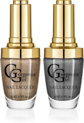 

Gorgeous Girl Glossy Nail Lacquer Rifle Green Glitter-39 & Iconic Gold Glitter-40(Pack of 2)