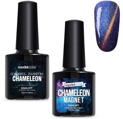

MODELONES Chameleon Magnet Soak-off UV / LED Gel Polish (With Free Black Coat & Magnetic Stick) - Cat Eyes, 3D Effect, Long Lasting 3436, 3400