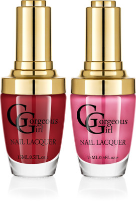 

Gorgeous Girl Glossy Nail Lacquer Flamingo Pink-07 & Deep Maroon-17(Pack of 2)