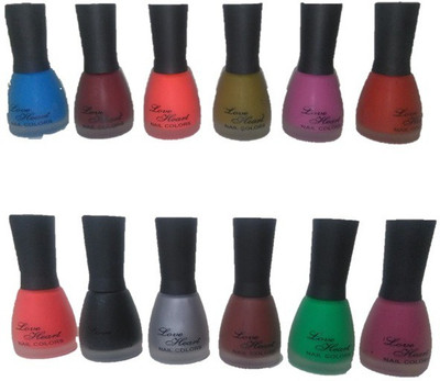 Love Heart Velvet Mtte Set of 12 Colours Multicolor(Pack of 12)