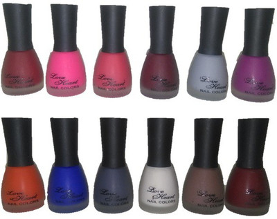 

Love Heart Velvet Matte Nail Polish Set of 12 Colours Multicolor(Pack of 12)