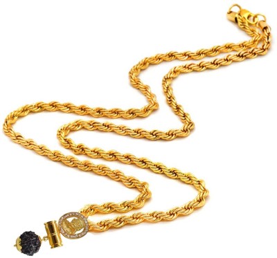 Shiv Jagdamba Religious Jewelry Cubic Zironium Lord Shirdi Sai Baba Locket With Rope Gold-plated Brass, Wood Pendant Set