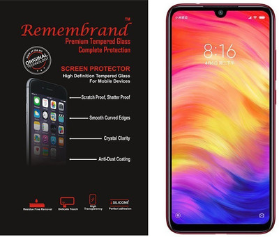 Remembrand Tempered Glass Guard for Mi Redmi Note 7, Mi Redmi Note 7 Pro, Mi Redmi Note 7S(Pack of 1)