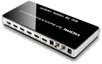 microware 5 x 1 HDMI Switch [Ultra HD 4K x 2K] 5 Ports HDMI Audio Extractor Switch Converter with Optical & L/R Audio Output - 3D 1080p/120hz | ARC - Includes IR Remote & Power Adapter Media Streaming Device(Black)