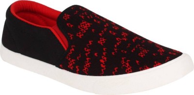 gargcreation Canvas Shoes For Men(Black, Red , 9)