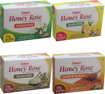 

Lemex Honey Rose Natural Bath Soap with Added Honey, Aloe Vera Gel, Glycerin and Virgin Coconut Oil(400 g, Pack of 4)