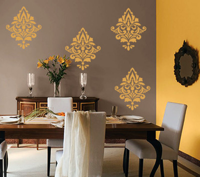 Arhat Stencils DAMASK ASR-E237 GLOSSY PVC Stencil(Pack of 1, DESIGNER MOTIFF)