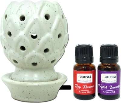 Asian Aura Electric Aroma Diffuser Set Round Burner Fragrance:, Rosy Romance, English Lavender Diffuser Set(3 x 3.33 ml)