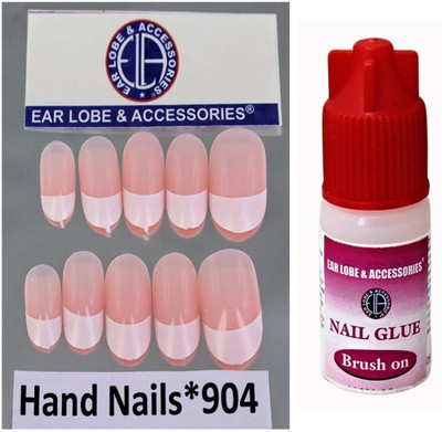 

Ear Lobe & Accessories 10 pcs Pink Nail full Covrage Hand Nails with Glue(904) pink(Pack of 10)