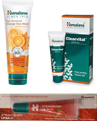 

Himalaya Tan Removal Orange Face Wash, Clearvital Cream, Strawberry Lip Balm(Set of 3)