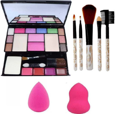 ownstar 6171 Makeup kit + 5 pcs Makeup Brush + 2 pc Blender Puff Combo(Set of 4)