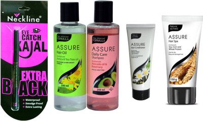 

Assure daily care shampoo or hair oil , hair spa and conditioner with nackline kajal(Set of 5)