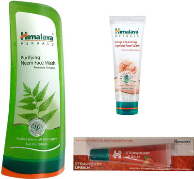 

Himalaya Purifying Neem Face Wash, Deep Cleansing Apricot Face Wash, Strawberry Lip Balm(Set of 3)