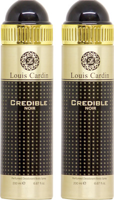 

Louis Cardin Credible Noir Perfumed Deodorant Body Spray Combo 200 Ml Deodorant Spray - For Women(200 ml, Pack of 2)