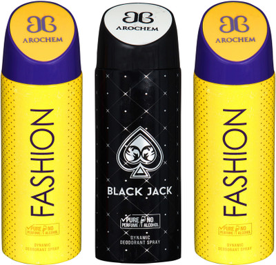 

AROCHEM fashion,black jack and fashion combo Deodorant Spray - For Men & Women(300 ml, Pack of 3)