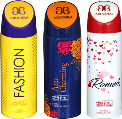 

AROCHEM fashion,aro charming and romeo combo Body Spray - For Men & Women(300 ml, Pack of 3)