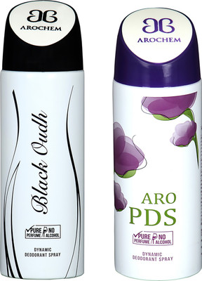 

AROCHEM BLACK OUDH AND ARO PDS DYNAMIC PURE Deodorant Spray - For Men & Women(200 ml, Pack of 2)