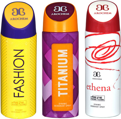 

AROCHEM fashion,titanium and ethena combo Body Spray - For Men & Women(300 ml, Pack of 3)