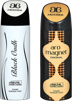 

AROCHEM BLACK OUDH AND ARO MAGNET DYNAMIC PURE Deodorant Spray - For Men & Women(200 ml, Pack of 2)