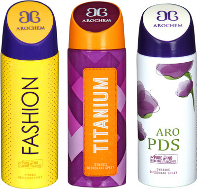 AROCHEM fashion,titanium and aro pds combo Body Spray - For Men & Women(300 ml, Pack of 3)