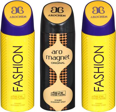 

AROCHEM fashion,aro magnet and fashion combo Body Spray - For Men & Women(300 ml, Pack of 3)
