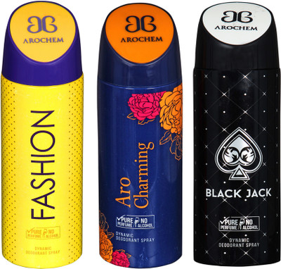 

AROCHEM fashion,aro charming and black jack combo Deodorant Spray - For Men & Women(300 ml, Pack of 3)