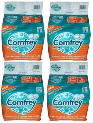 

Comfrey Pant Style Easywear Diaper Pants for Unisex (Large) 10 Pcs/Pack, Size - 30 inches - 39 inches (Pack of 4) - L(40 Pieces)